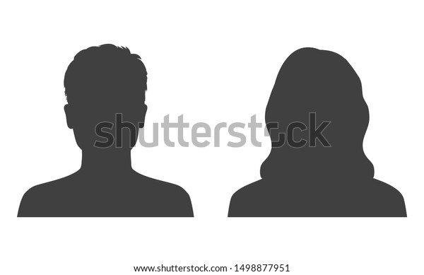 Man and woman head\
icon silhouette. Male and female avatar profile, face silhouette\
sign – stock vector