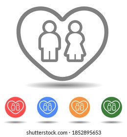 Man and woman in heart shape vector icon