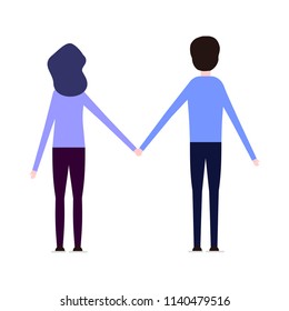 Man and woman holding hands on a white background