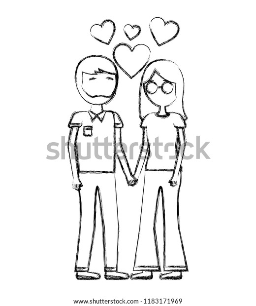 Man Woman Holding Hands Romantic Love Stock Vector Royalty Free