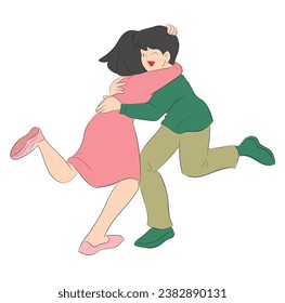 man and woman hugging each other