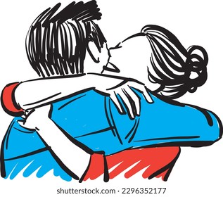 man and woman hugging hug love concept couple in love vector illustration