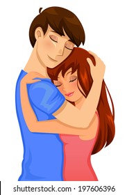 man and woman hugging lovingly