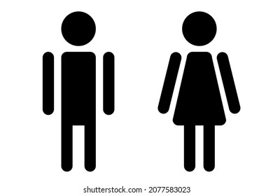 Man and woman icon, black flat icons male and female clip art, isolated on white background. Toilet door sign boy and girl.	
