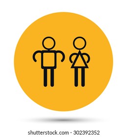 Man and Woman icon, black vector symbol.