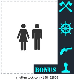 Man and Woman icon flat. Simple vector symbol and bonus icon
