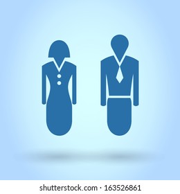 Man and woman icon, Flat style, vector