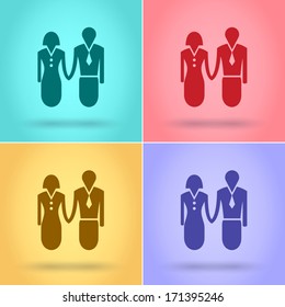 Man and woman icon, Flat style, vector