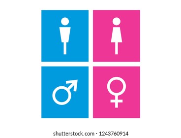 Man and Woman icon flat vector stock illustration isolated sign WC.