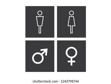 Man and Woman icon flat vector stock illustration isolated sign WC.