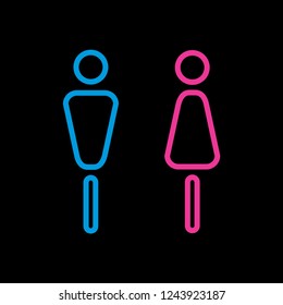 Man and Woman icon flat vector stock illustration isolated sign WC.