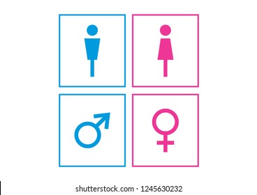 Man and Woman icon flat vector stock illustration isolated sign WC.