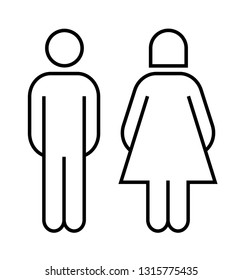 Man and Woman icon flat vector stock illustration isolated sign WC.