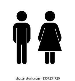 Man and Woman icon flat vector illustration sign WC.