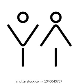 Man and Woman icon flat vector illustration sign WC.