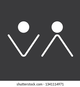 Man and Woman icon flat vector illustration sign WC.