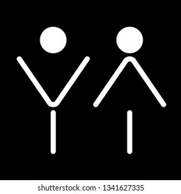 Man and Woman icon flat vector illustration sign WC.