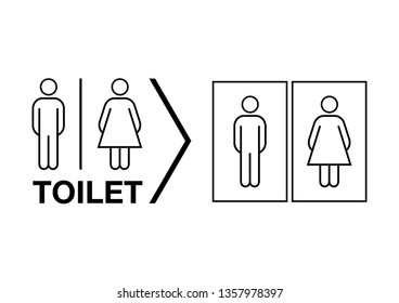 Man and Woman icon flat vector illustration sign WC. Toilet Concept.