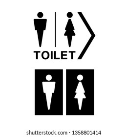 Man and Woman icon flat vector illustration sign WC. Toilet.