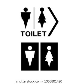 Man and Woman icon flat vector illustration sign WC. Toilet.