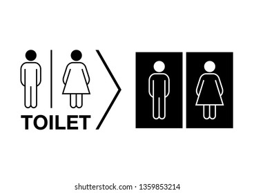 Man and Woman icon flat vector illustration sign WC. Toilet Concept.