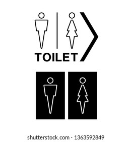Man and Woman icon flat vector illustration sign WC. Toilet.