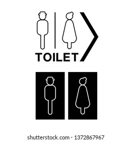 Man and Woman icon flat vector illustration sign WC. Toilet.
