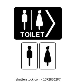 Man and Woman icon flat vector illustration sign WC. Toilet.