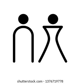 Man and Woman icon flat vector illustration sign WC.