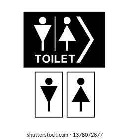 Man and Woman icon flat vector illustration sign WC. Toilet.