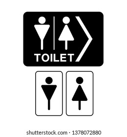 Man and Woman icon flat vector illustration sign WC. Toilet.