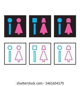 Man and Woman icon flat vector illustration sign WC.
