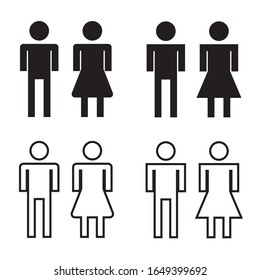 Icono de hombre y mujer ilustración de material vectorial plano aislado signo WC.