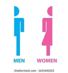 Man and Woman icon flat vector stock illustration isolated sign WC.