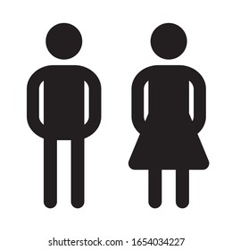 Die Vektorillustration von Mensch und Frau ist eine flache Illustration, isoliertes Zeichen WC. Schwarz-Weiß.