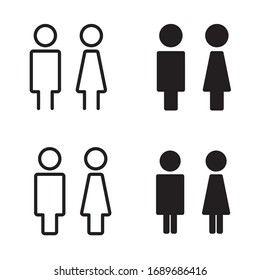 Man And Woman Icon Flat Vector Stock Illustration Isolated Sign WC.