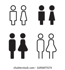 Man and Woman icon flat vector stock illustration isolated sign WC.