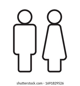 Icono de hombre y mujer ilustración de material vectorial plano aislado signo WC.