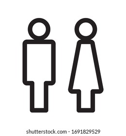 Icono de hombre y mujer ilustración de material vectorial plano aislado signo WC.