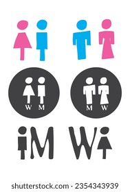 Man and Woman icon flat vector stock illustration isolated sign WC.
doodle. hand-drawn