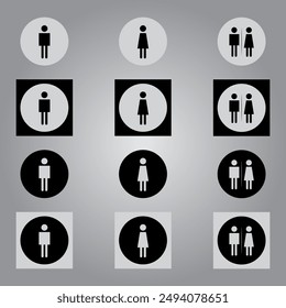 "Man and woman icon flat vector illustration. Isolated WC sign for restroom signage."