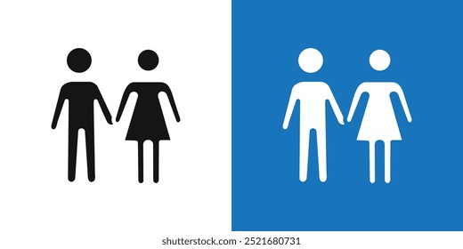 Man and Woman icon Flat vector set outline