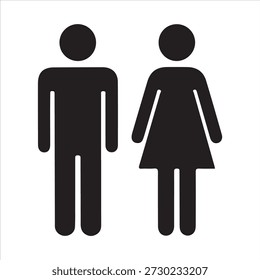 Hombre y mujer icono Ilustración vectorial plana. Monocromo baño masculino y femenino signo de ilustración de material de iconos. Vector signo aislado.