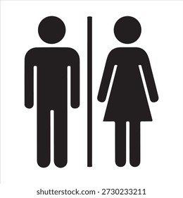Hombre y mujer icono Ilustración vectorial plana. Monocromo baño masculino y femenino signo de ilustración de material de iconos. Vector signo aislado.