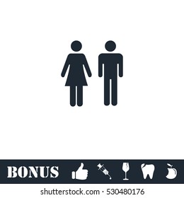 Man and Woman icon flat. Vector illustration symbol and bonus pictogram