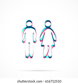 Man And Woman Icon Hand Drawn With Blue And Pink Highlighters, Isolated On A Blank Background.
Vector Illustration, Easy To Edit, Manipulate, Resize Or Colorize.