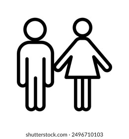 Man and Woman icon linear logo mark in black and white
