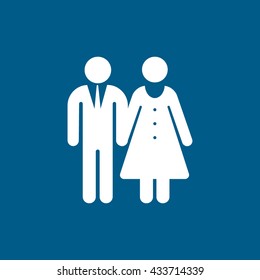Man and Woman Icon On Blue Background
