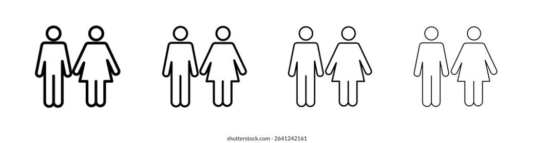Man and Woman icon Outline sign symbol set