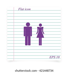 Man and woman icon. Restroom illustration.